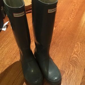 Tall grey hunter rain boots